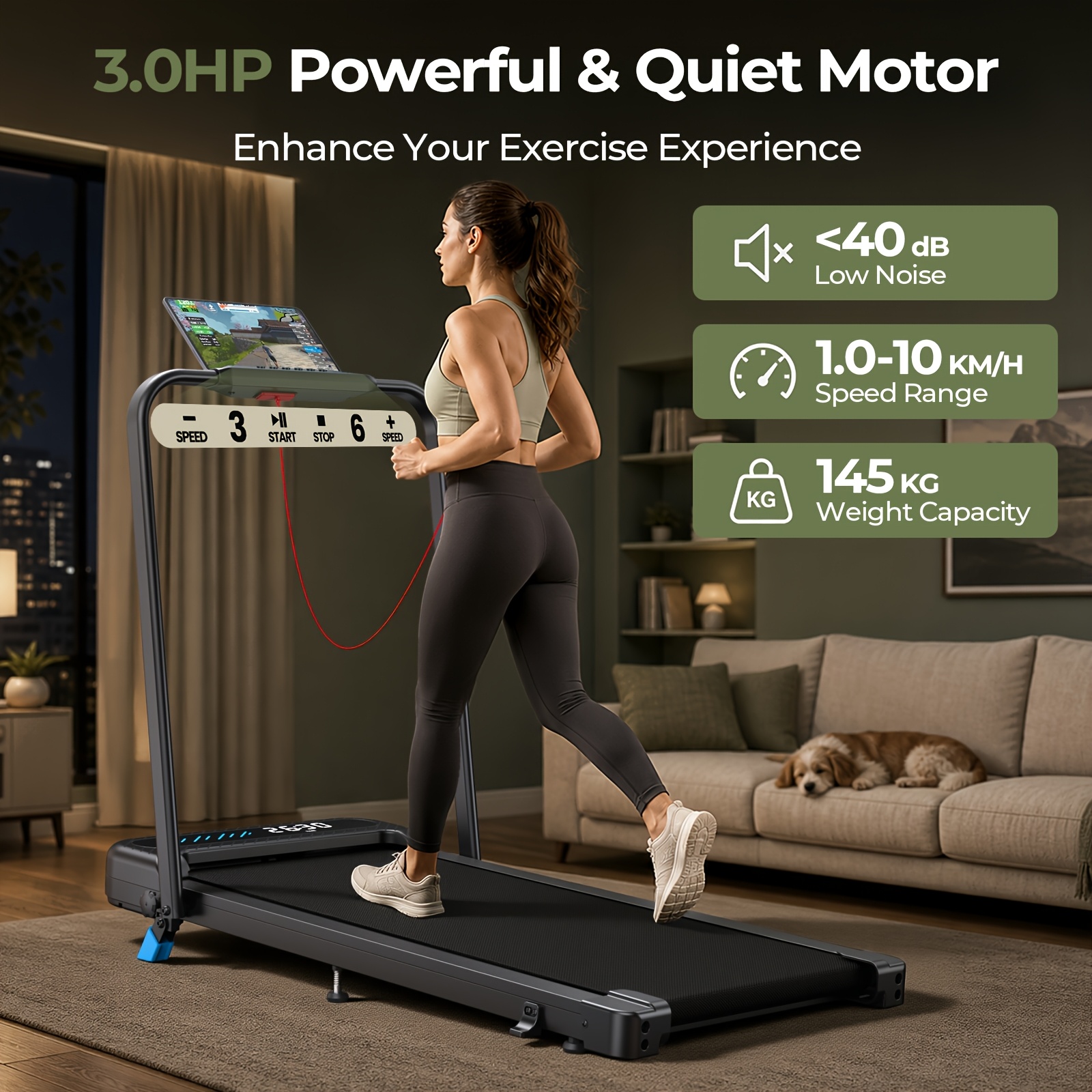 Foldable Treadmill with Incline, 2in1 Compact Walking Pad