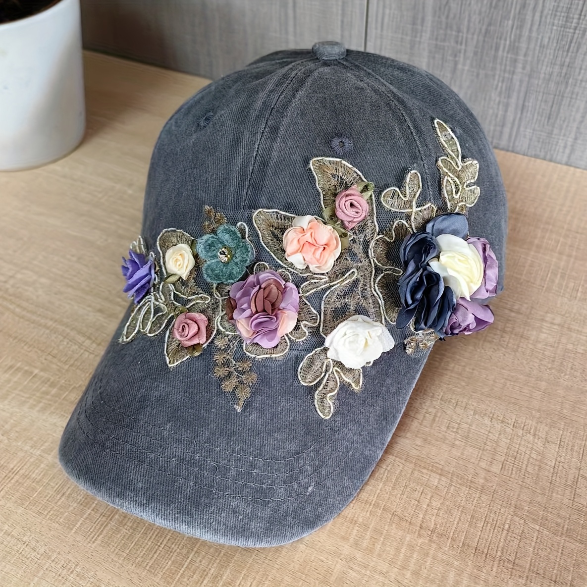E-shop Baseballkappe mit bunten, lebendigen Blumen, Ganzjahreskleidung, verstellbare Damen-Freizeithut