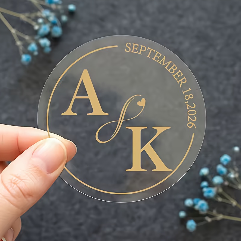 TEMU 50 Personalized Wedding Stickers - Suitable For Envelopes, Mugs, , Gifts, And Candle Seals - Foil Letter Wedding Labels, Custom Foil Wedding