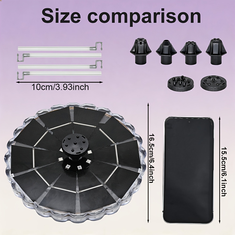 item picture   solar led fountain   outdoor pond pump bird bath circulation pump 1800 mah large capacity battery with 4 anti collision strips solar charging for courtyards gardens   fish   bird baths