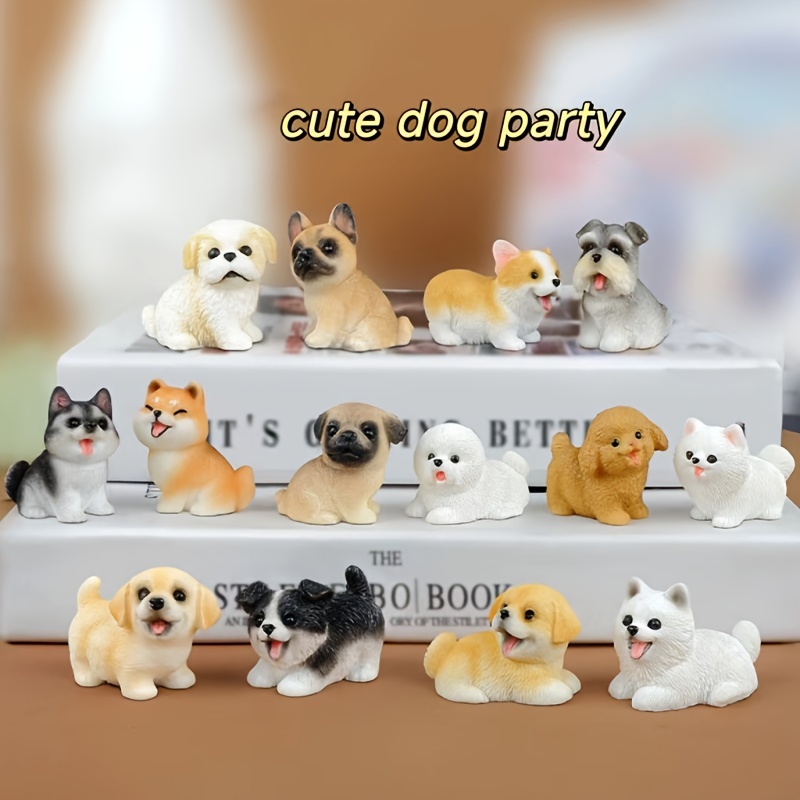 

14-piece Cute Dog Figurines Set - Resin Miniature Puppies For Desk, Car Decor & Garden Landscaping Dog Figurines And Statues