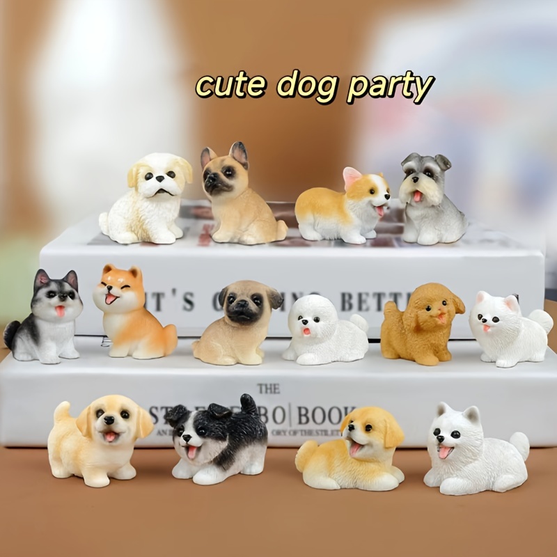 

14pcs Dog Resin Small Ornaments Cute Puppies Micro Landscape Creative Car Desktop Ornaments Mystery Box Gardening -border Mini