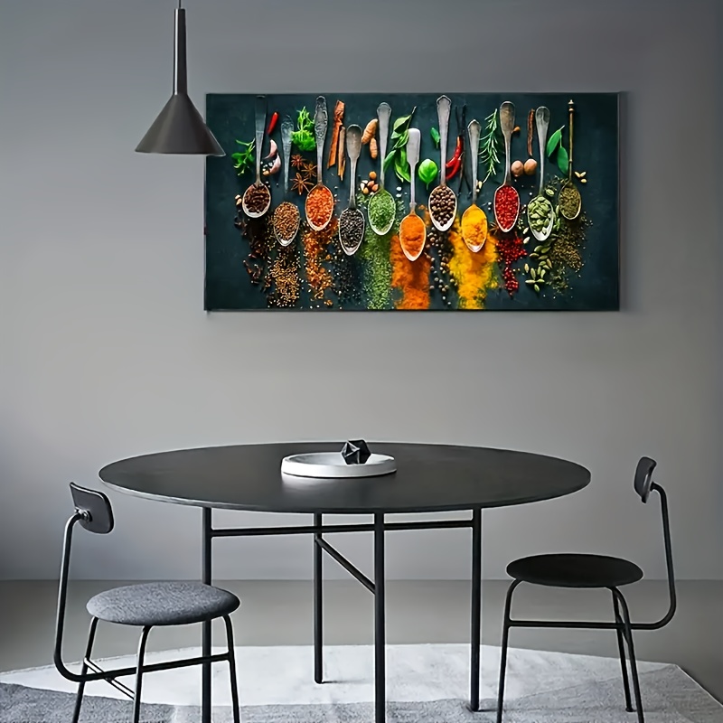 

1pc Tableware Food Canvas Painting, Herbs And Spices For Cooking Wall Poster Frameless Canvas Painting Perfect For Kitchen Decor And Cooking Inspiration