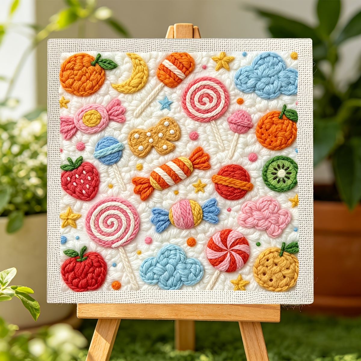 Framed Punch Needle Starter Kit with Delicious Candy Design