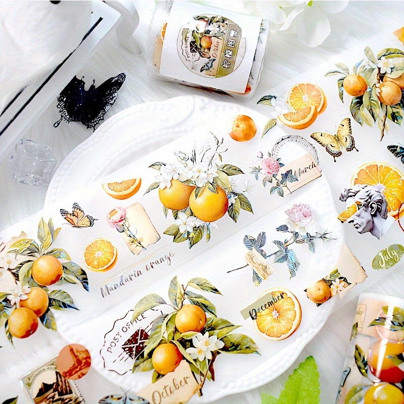 2m/roll Laser Summer Lemon Pet Tape Fruit Decorative Masking Tape For Sticker Scrapbooking Journal Collage Material