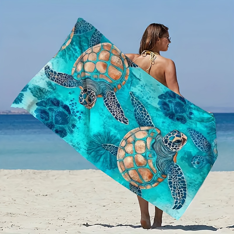 Sea Turtle Printed Beach Towel Ultra Soft Quick Drying Bath Mat_voghion.com