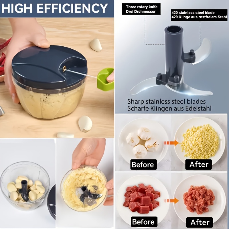 versatile manual food chopper meat grinder   salads vegetables     hand crank operation   gadget details 1