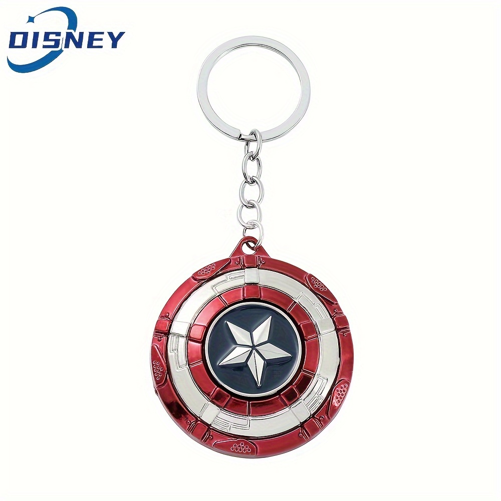 

1pc Avengers Keychain Superhero Captain America Rotatable Shield Metal Badge Pendant Keyring Trend Jewelry Accessories