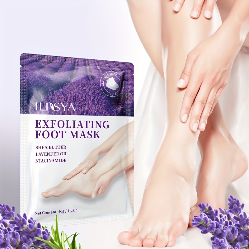 

Ilisya Exfoliating Foot Mask With Niacinamide - Moisturizing Shea Butter And Lavender Oil - Formaldehyde-free, Unscented - Perfect For Softening Calluses, Chapped Feet, And Dry Rough Skin