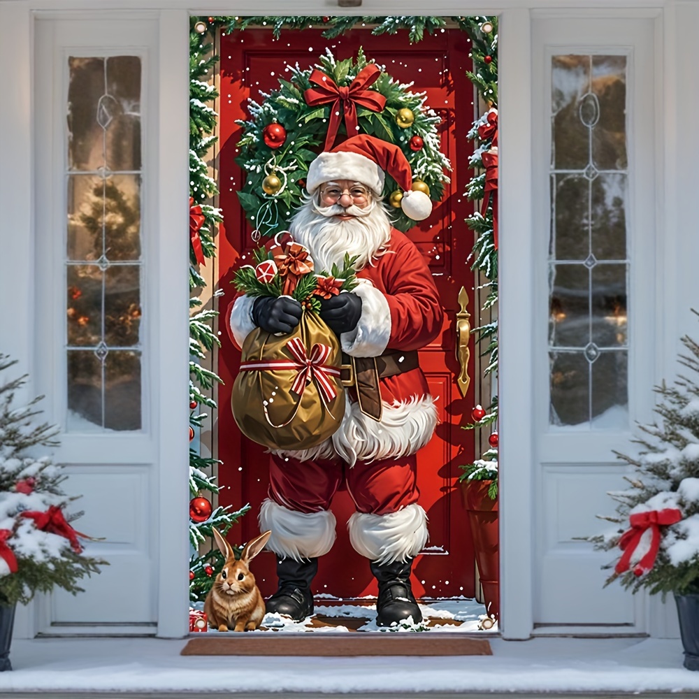 

Exquisite Christmas Santa & Bow Wreath - , For Entrance & Decorations, 70x35