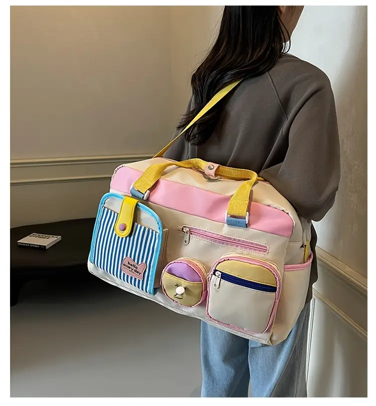 旅行包行李包多巴胺瑜伽游泳健身包女短途出差登机旅行袋轻便行李收纳袋 商品详情 0