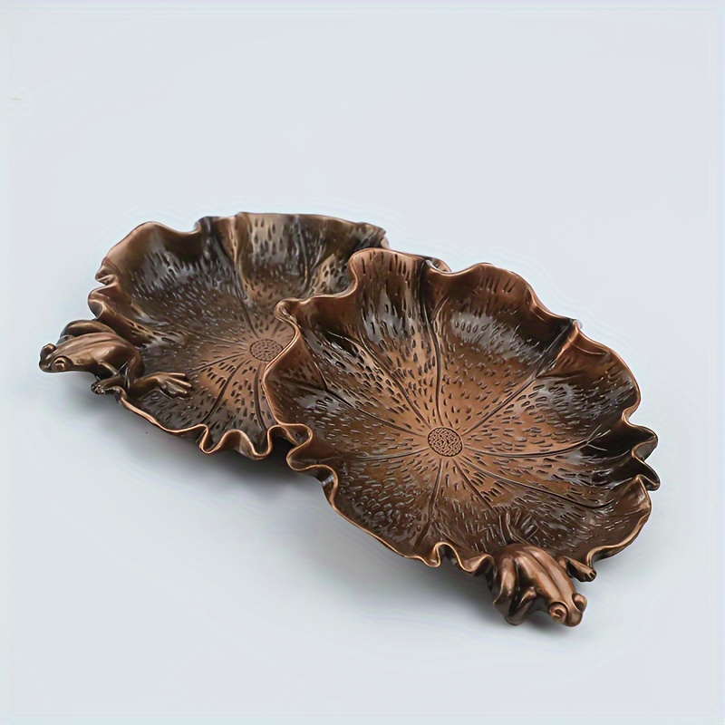 

1pc Copper- Metal Lotus Coaster Texture, - Pad, & Round Cup , Metal , For Christmas, , Easter, Hanukkah, Decor, & Decoration