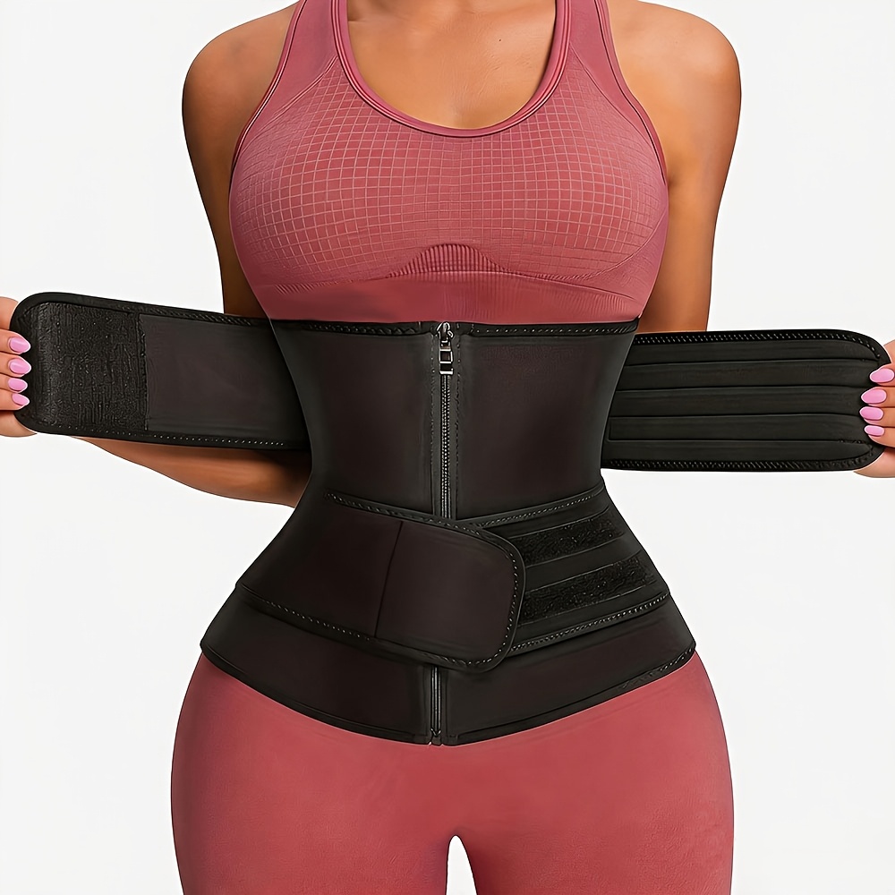 Zipper Waist Trimmer with Double Belt, Waist Trainer, Fastener Compression Cincher, Women'S Underwear And Shapewear