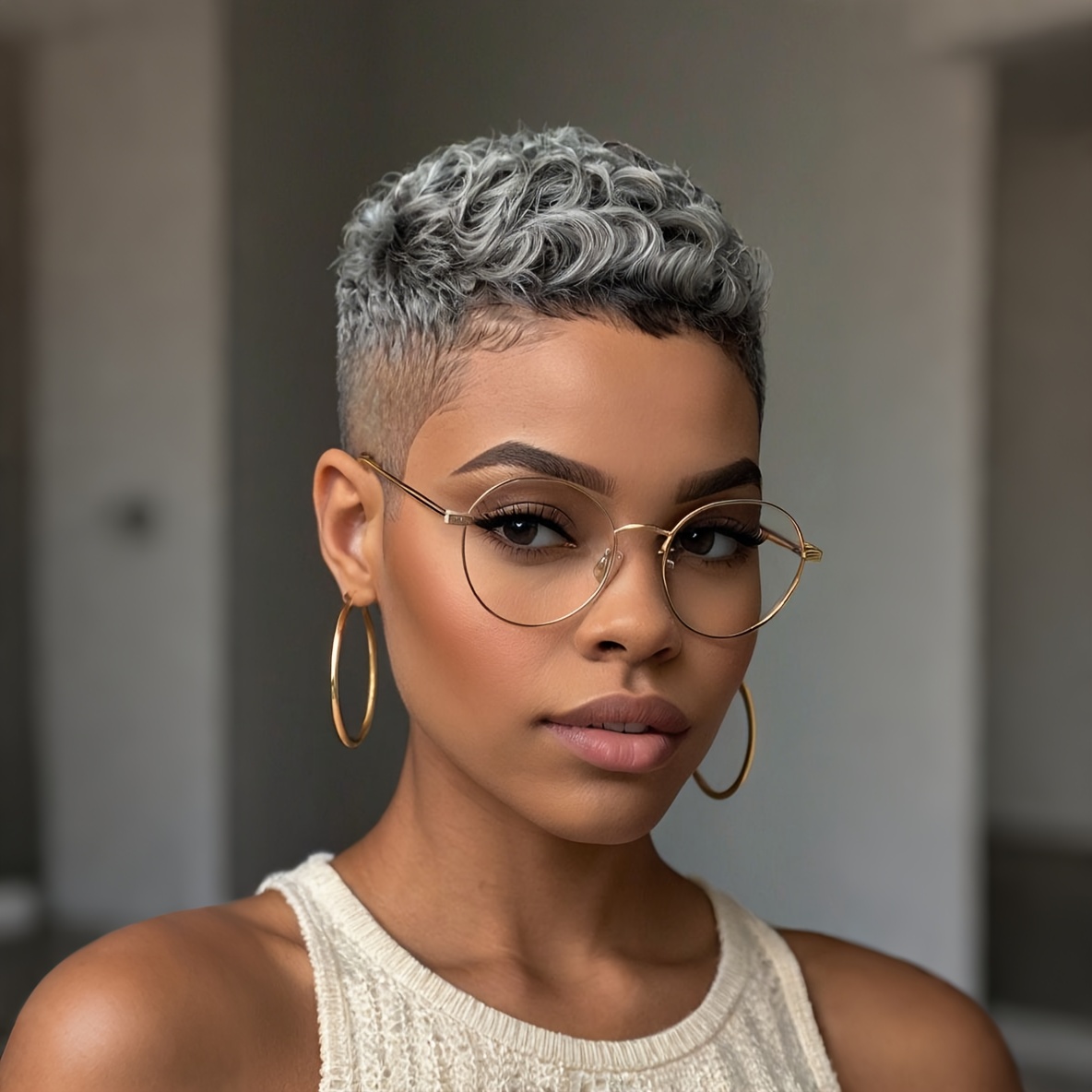 TEMU Short Synthetic Wig With Mixed Gray Color, Featuring Curly Waves, Perfect For Women Looking For A Cool Afro Style For Summer. Easy To Put On