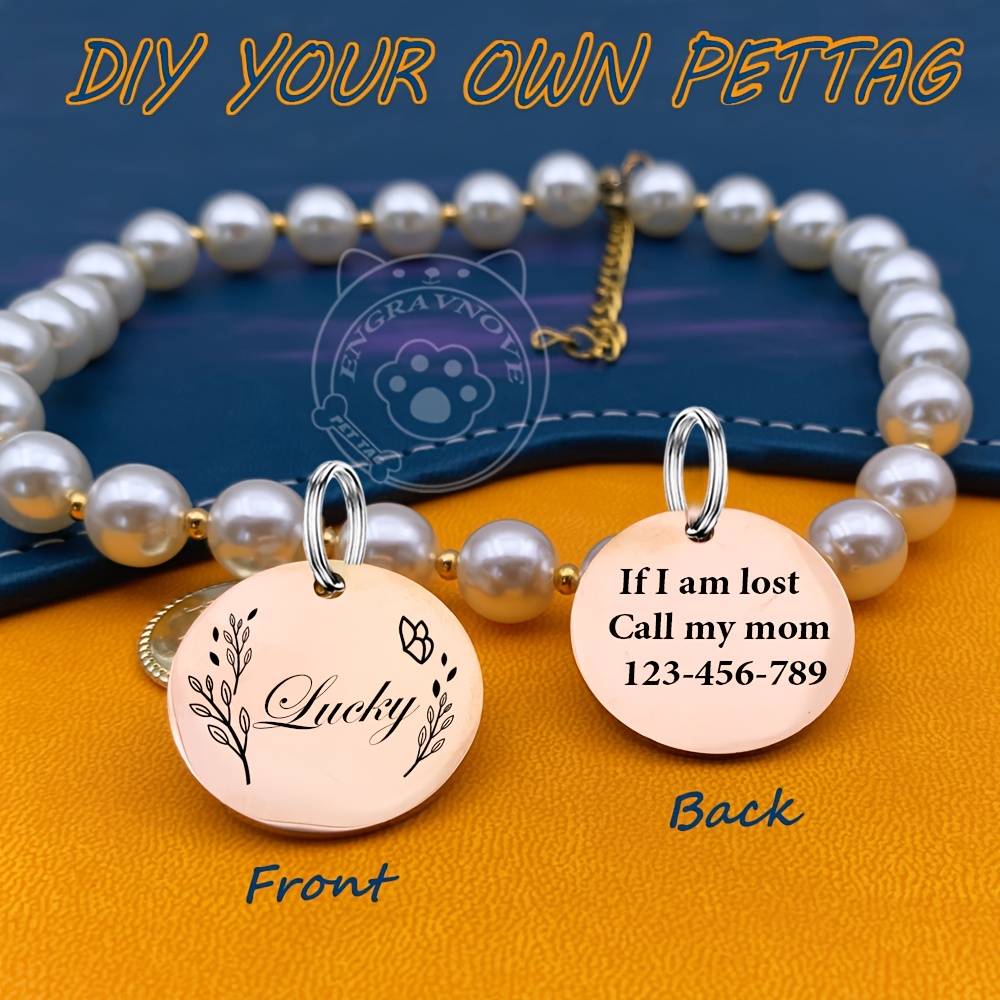 TEMU Customized Double-sided Engraved Tag, Dog Tag, Dog Collar Pendant Name Tag, Cat Collar Name Tag, Dog Id Tag, Name Tag, Pet Tag