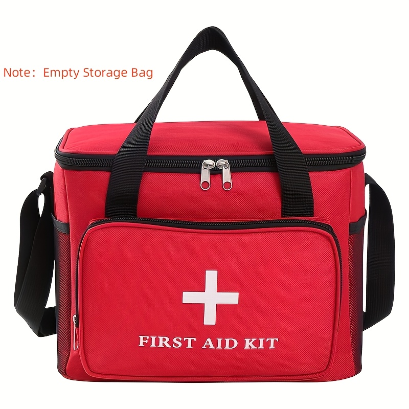 TEMU Großes Haushalts-First-Aid-Komplettset, Robuste Reise-Tasche mit Reißverschluss & Fronttasche, Tragbarer Organizer mit Verstellbaren