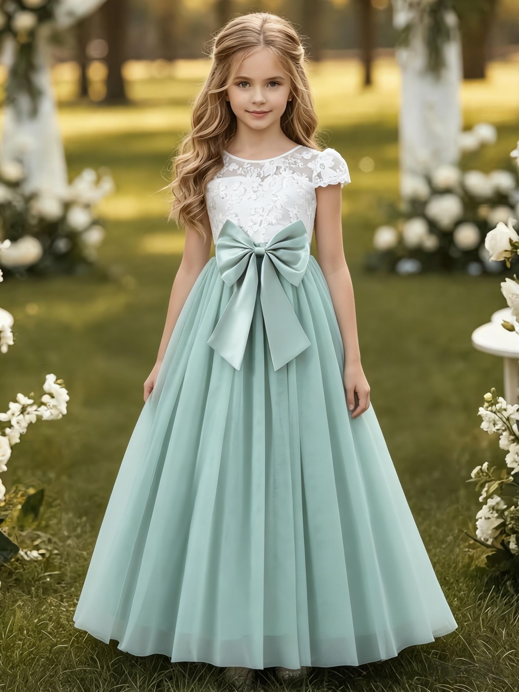 formal dress little girl Gold Long Sleeve Mini Special Occasion Dress Gold / 7Y main image 1