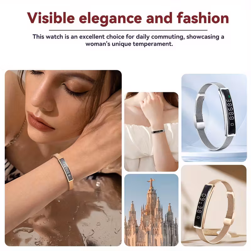 smart bracelet with multiple sports step count elegant stainless steel watch with to take a photo smartwatch lightweight and stylish compatible with cell phones valentines day gift for women Product details 9