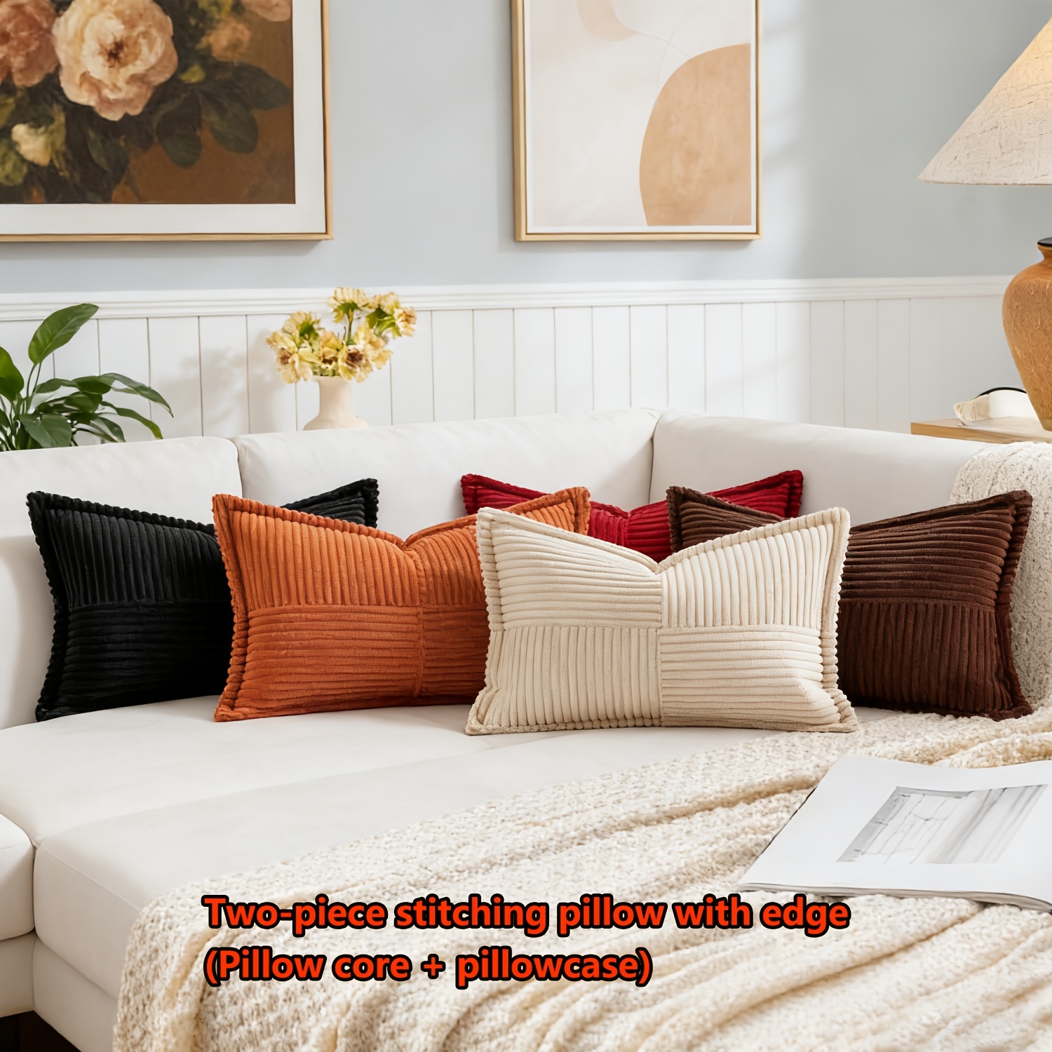 4 Pezzi/set Copricuscino In Velluto Di Colore Solido Con Decorazione Bordo Per Copricuscino Divano Da Festa, Vino Rosso | SHEIN ALIA