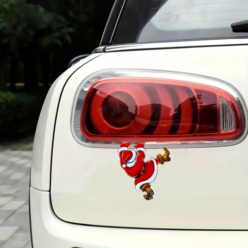 Image of Climbing Santa Claus Premium Vinyl Waterproof Decal Set - Pvc Durable Stickers For Car Bumper, Truck, Suv - Ride Enhancement, Decorations - Festive Christmas Vehicle Adornment Gift Pack