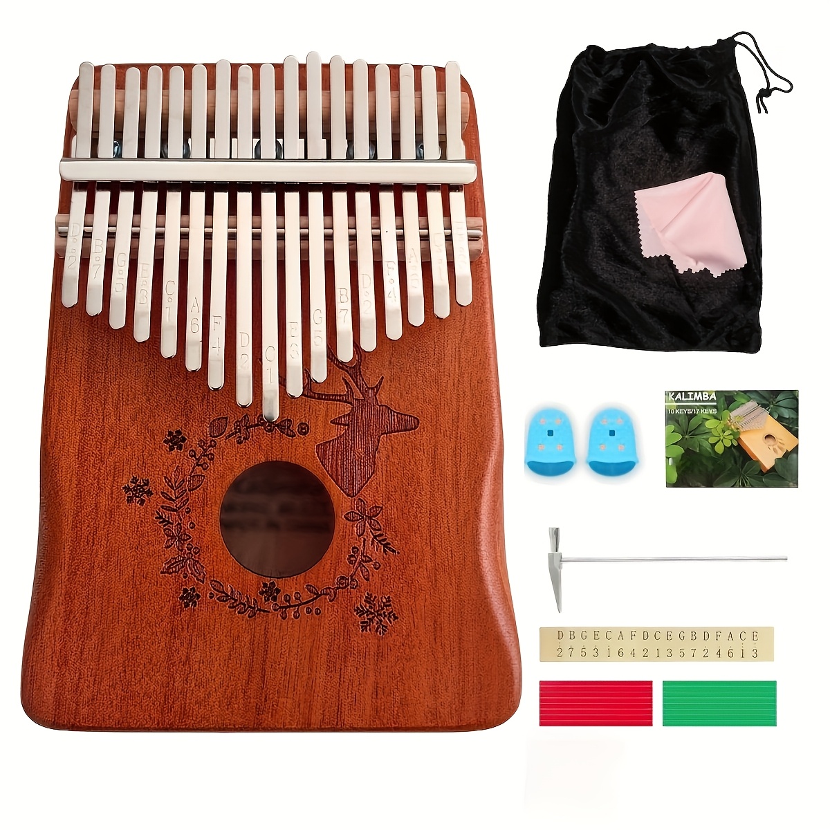 loop kalimba 42 keys c- chromatic double layer wood thumb piano