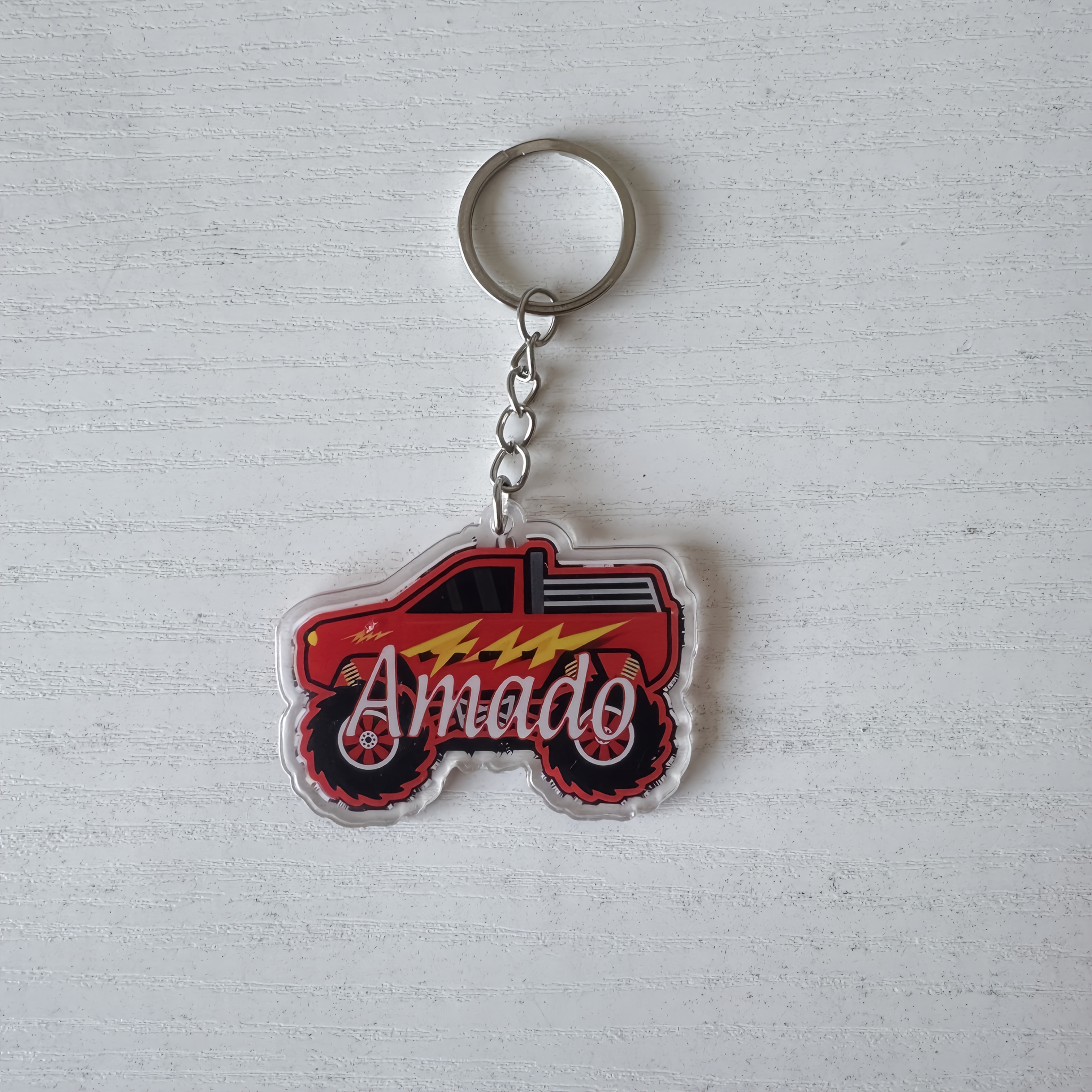 TEMU 2d Flat - 1pc 2d , Personalized Monster Truck Backpack Name Tag, Custom Backpack Tag, Monster Truck Name Key