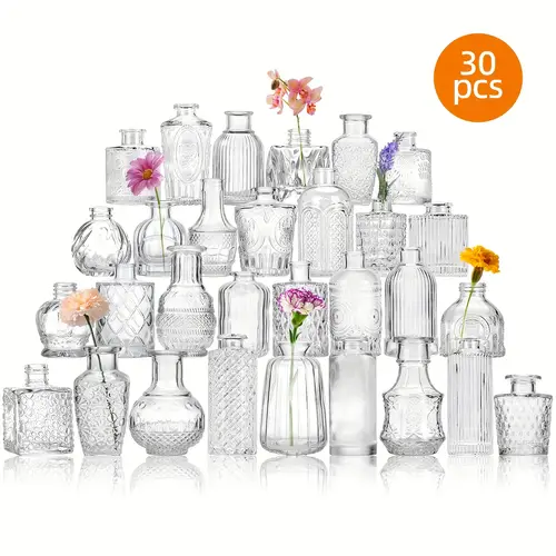 22 30pcs glass bud vases in bulk small flower vase for centerpieces party table decor vases for centerpieces clear vases for wedding party home decorations rustic farmhouse table deco for mothers day and easter deco
