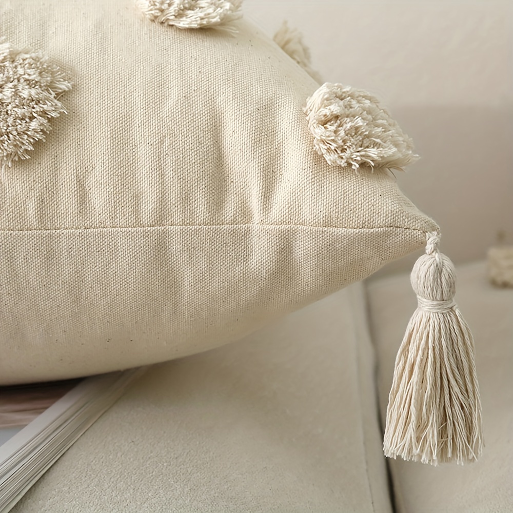 1pc Boho Embroidered Decorative Throw Pillow Cover, Moroccan Geometry Punch Cushion Cover, Farmhouse Punch Pillow Cover for Sofa Bedroom Decor, Cozy Modern Home Decorations Pillowcase, Without Pillow Insert, 45.72X45.72 cm