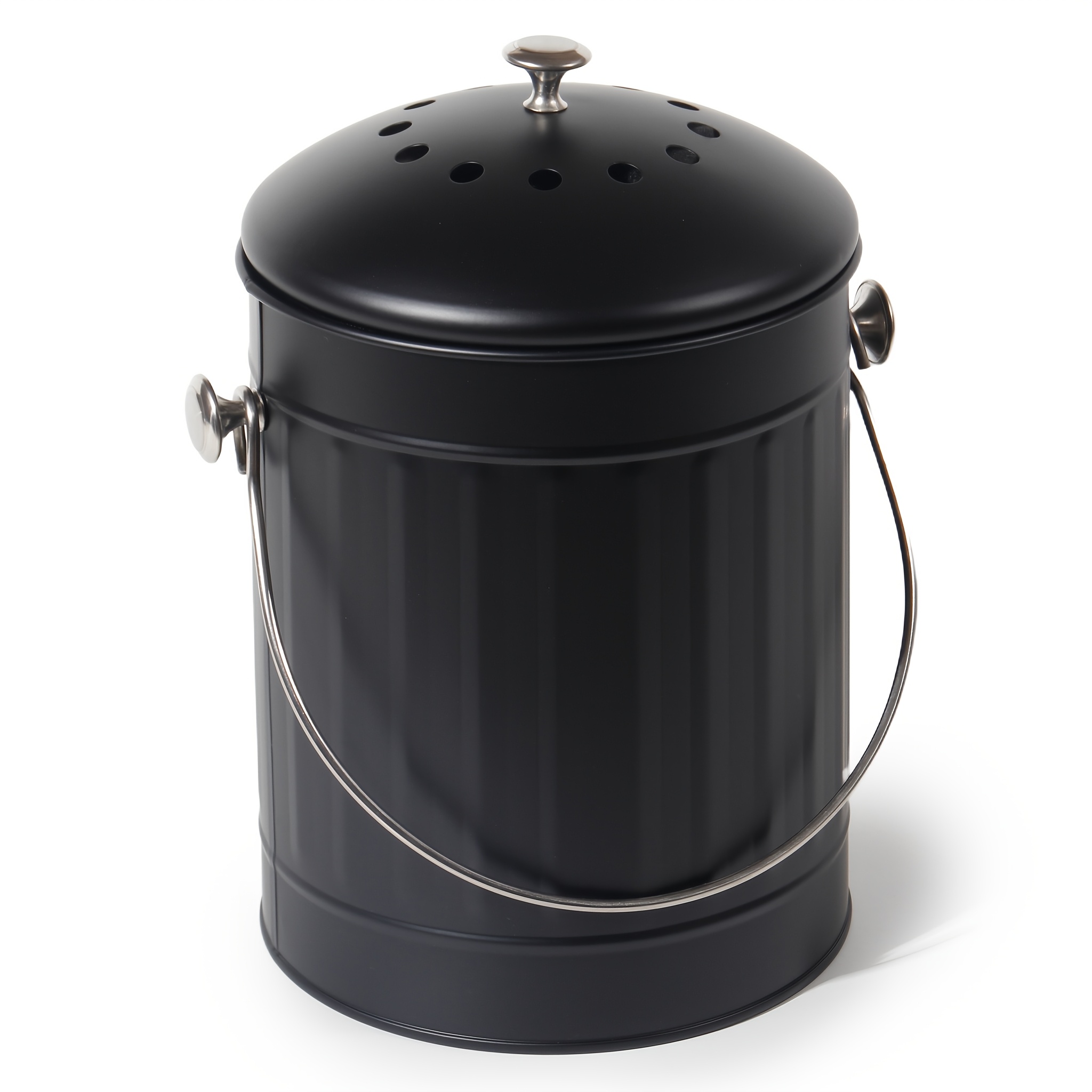 TEMU Metal Compost Caddy Bin, 5.5 Litre Kitchen Bucket, Bin With Charcoal Filters And Lid For Indoor Food Waste Recycling, Compost Bucket With Carbon