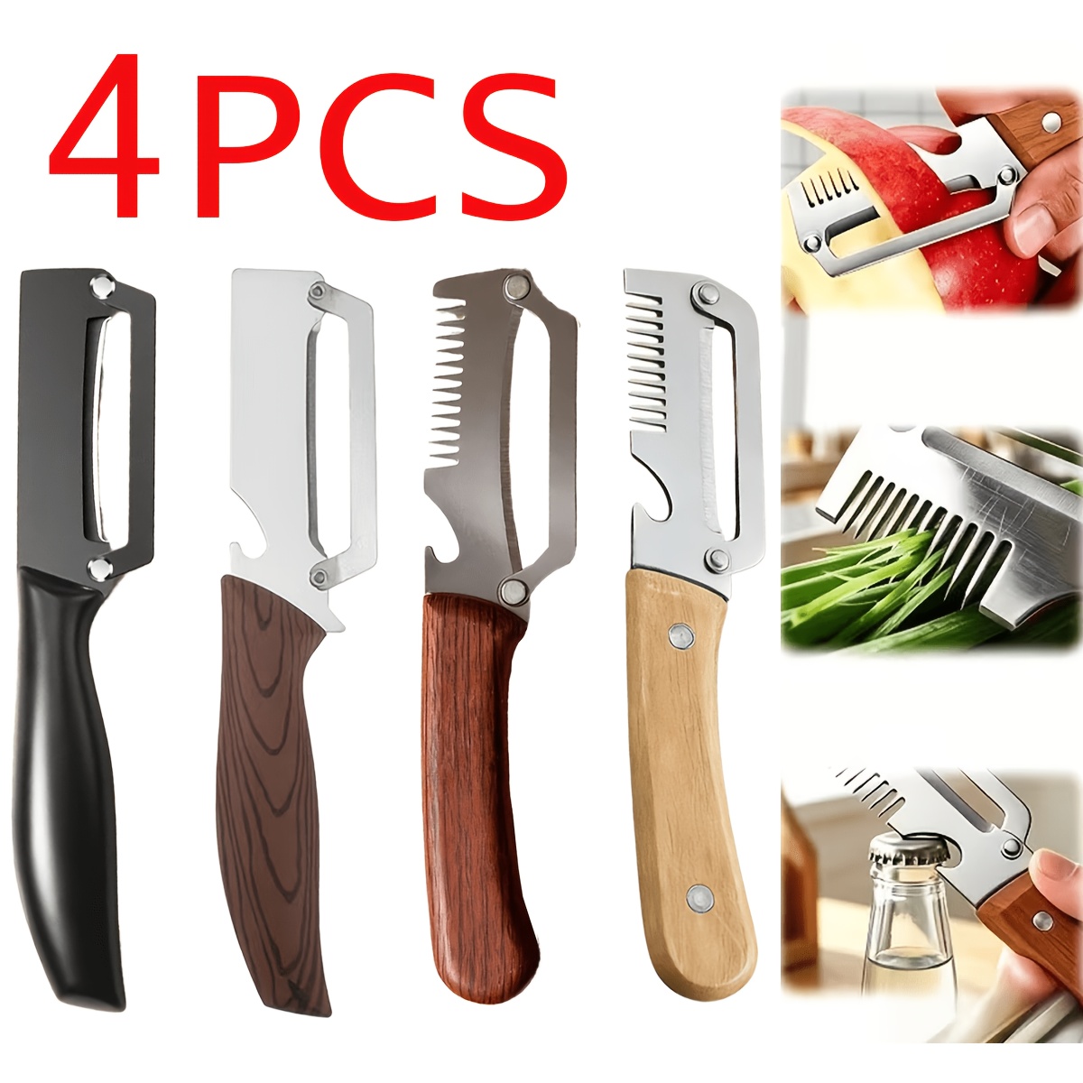 TEMU 4pcs 4 Styles Of Multi-functional Vegetable And , Slicers, Multifunctional Utensils For Daily Cooking And Food Preparation, Suitable For Rv