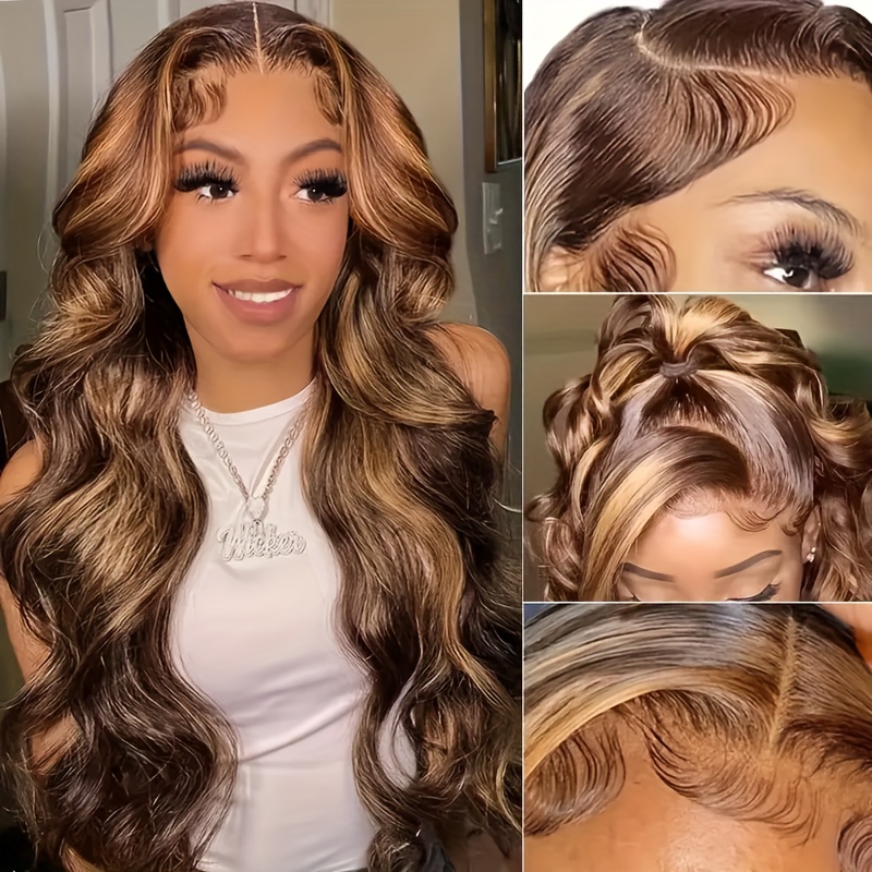 

P4/27 Honey Blonde Human Hair Lace Front Wigs Body Wave Human Hair Wigs 4x4 Hd Transparent Lace Frontal Wigs With Baby Hair 180 Density Brazilian Human Hair Wigs For Women