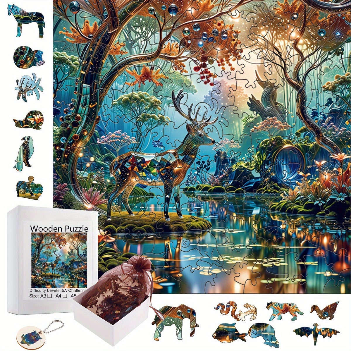 

Colorful Animal Wooden Puzzle - Cognitive Enhancement Game For All Ages, Comes With Elegant White Pieceaging, Ideal For Holiday Or Birthday Present