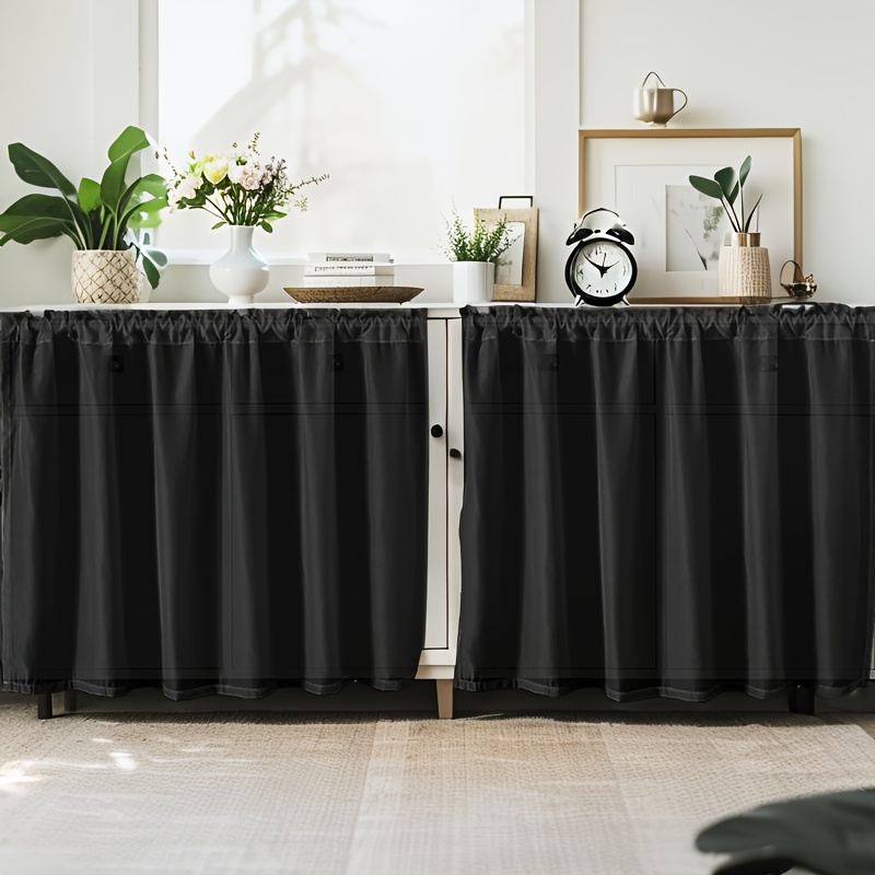 TEMU 1pc French Style Modern Minimalist Light Luxury Solid Color Lace Sheer Rod Pocket Short Curtains Cafe Curtain For Kitchen/dining