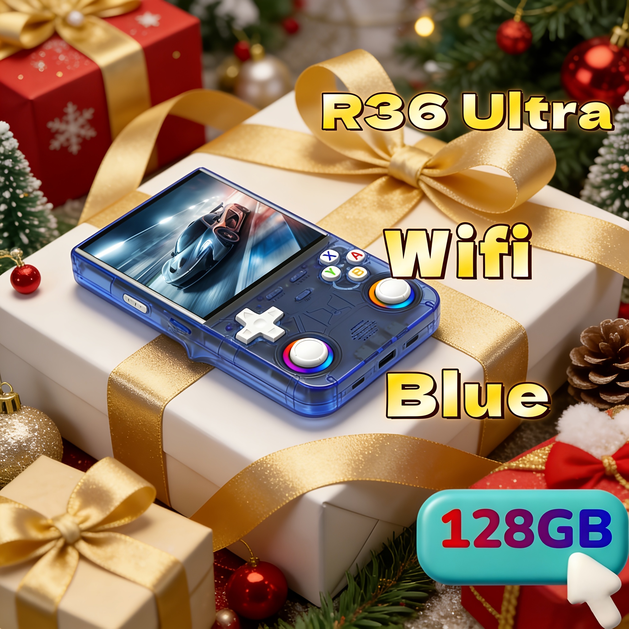 Nešiojama žaidimų konsolė 2026 atnaujinta versija R36 Ultra Vintage - Nešiojamas Linux sistemos įrenginys, palaiko WiFi ryšį, dviejų žaidėjų režimas internetinei sąveikai, USB įkrovimas, 3500 mAh baterija, 720*720 didelės raiškos ekranas aiškiam vaizdo patyrimui, RGB efekto apšvietimas, sistema
