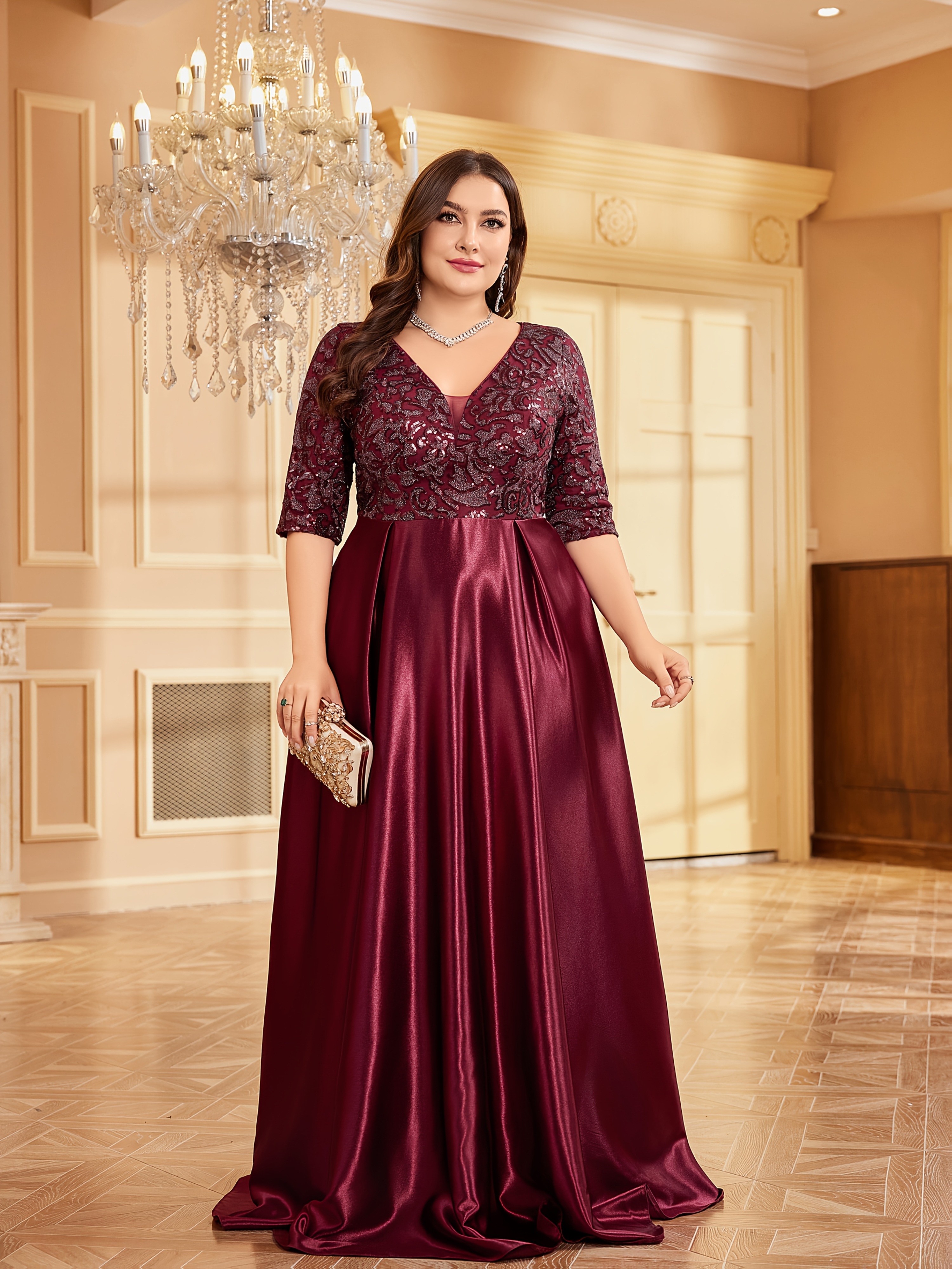 a solid color long dress women featuring a sleeve design - Temu