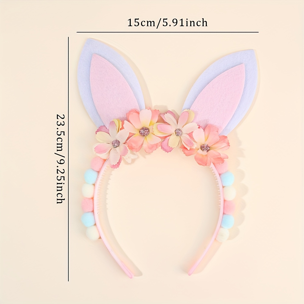 1pc Cute Rabbit Head With Flower Headband For Small Rabbit Head With Flower Decor Headband Hair Accessories For , Gifts