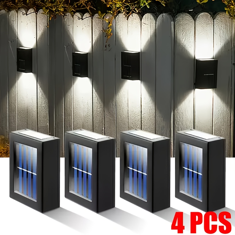 TEMU 4/6pcs Black 6led And Bottom Wall Lights, Modern Nordic Style, Top And Bottom Lighting, Outdoor Warm White/white And Solar Lights, Matte End,