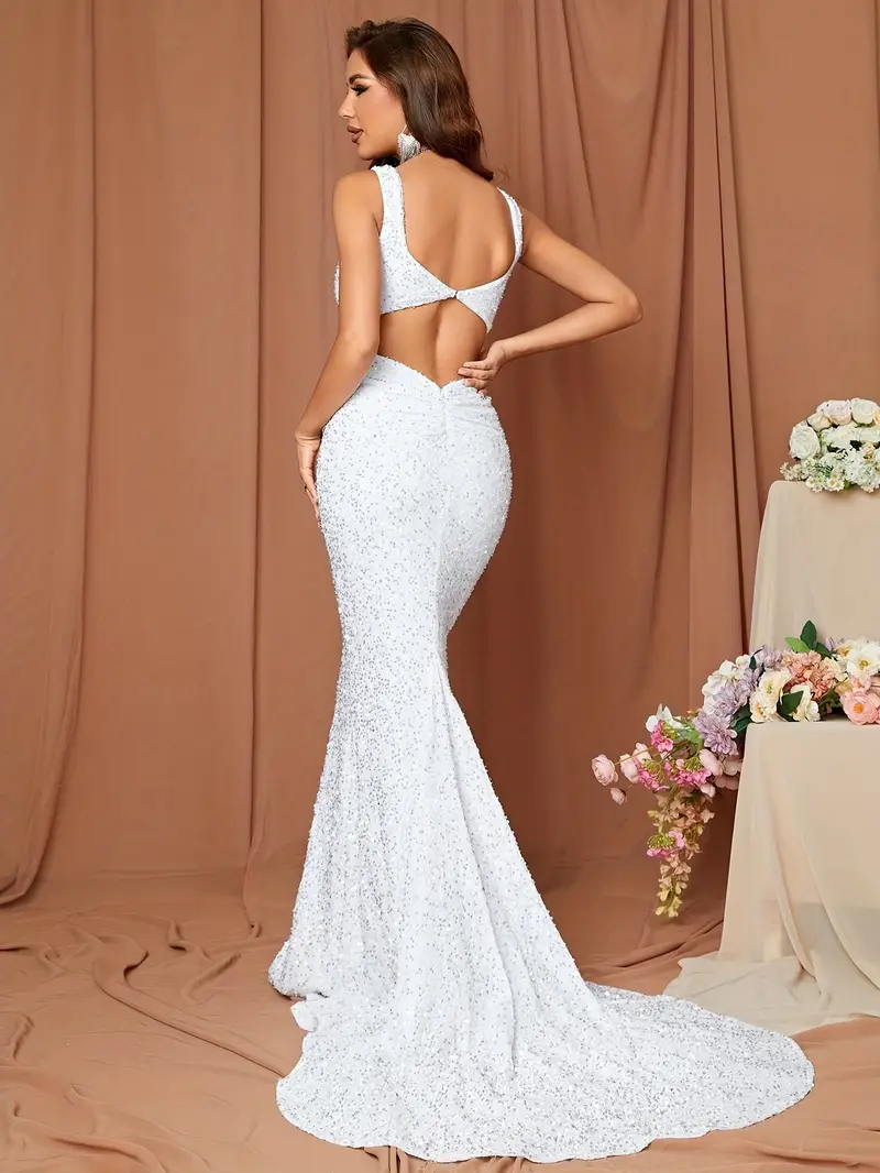 white backless sequin dress Tala Sequin Dress