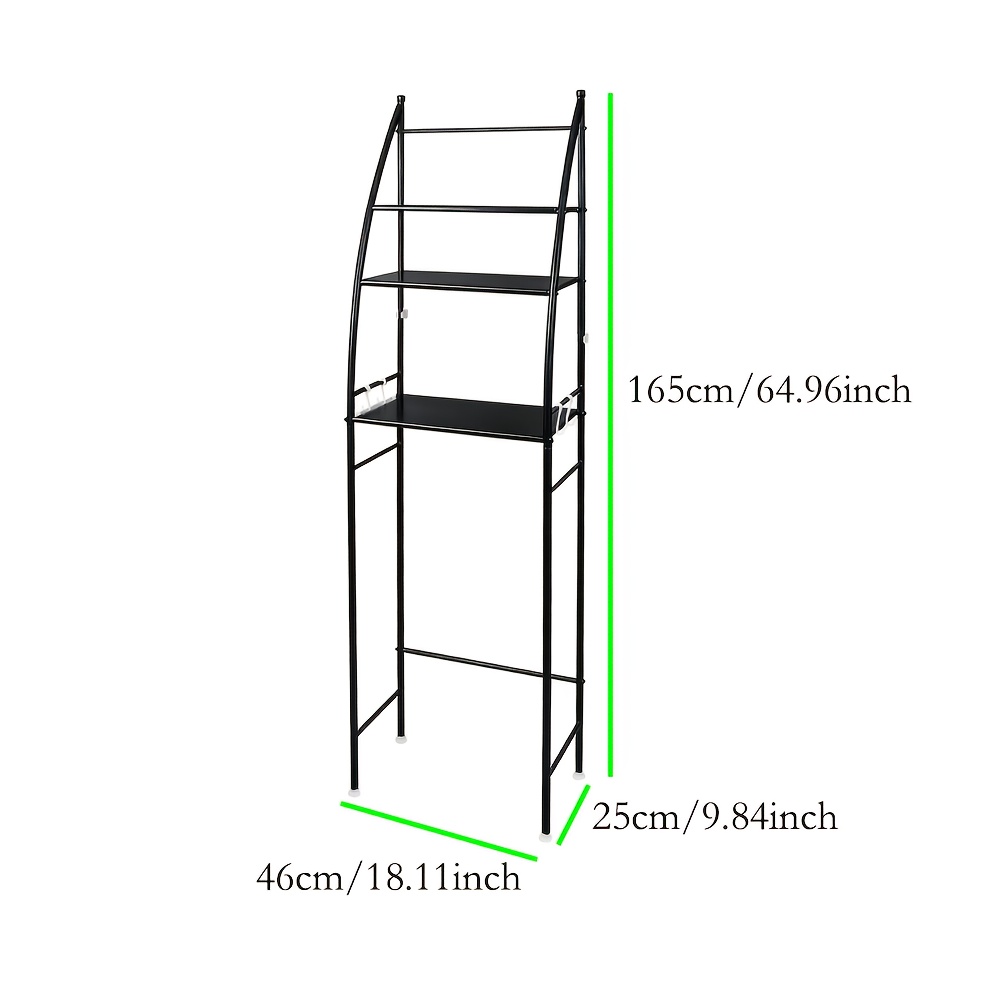 Three-tier Toilet Shelf, Freestanding Toilet Shelf, Bathroom Storage Rack, Freestanding Space- Shelf, Suitable For Bathrooms, 47x25x166cm, Black