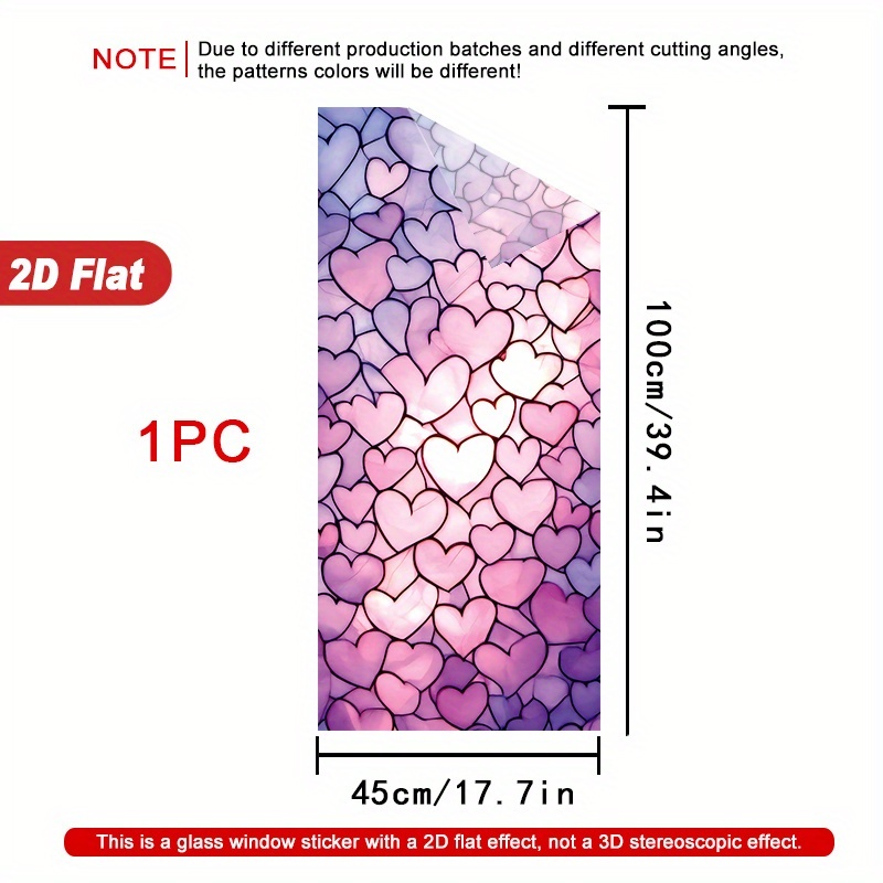 TEMU 2D plat, 1pc 2D PVC hartpatroon raamsticker - Pastel roze & hartontwerp, statische kleef, hittebestendig, verwijderbaar voor keuken, badkamer,