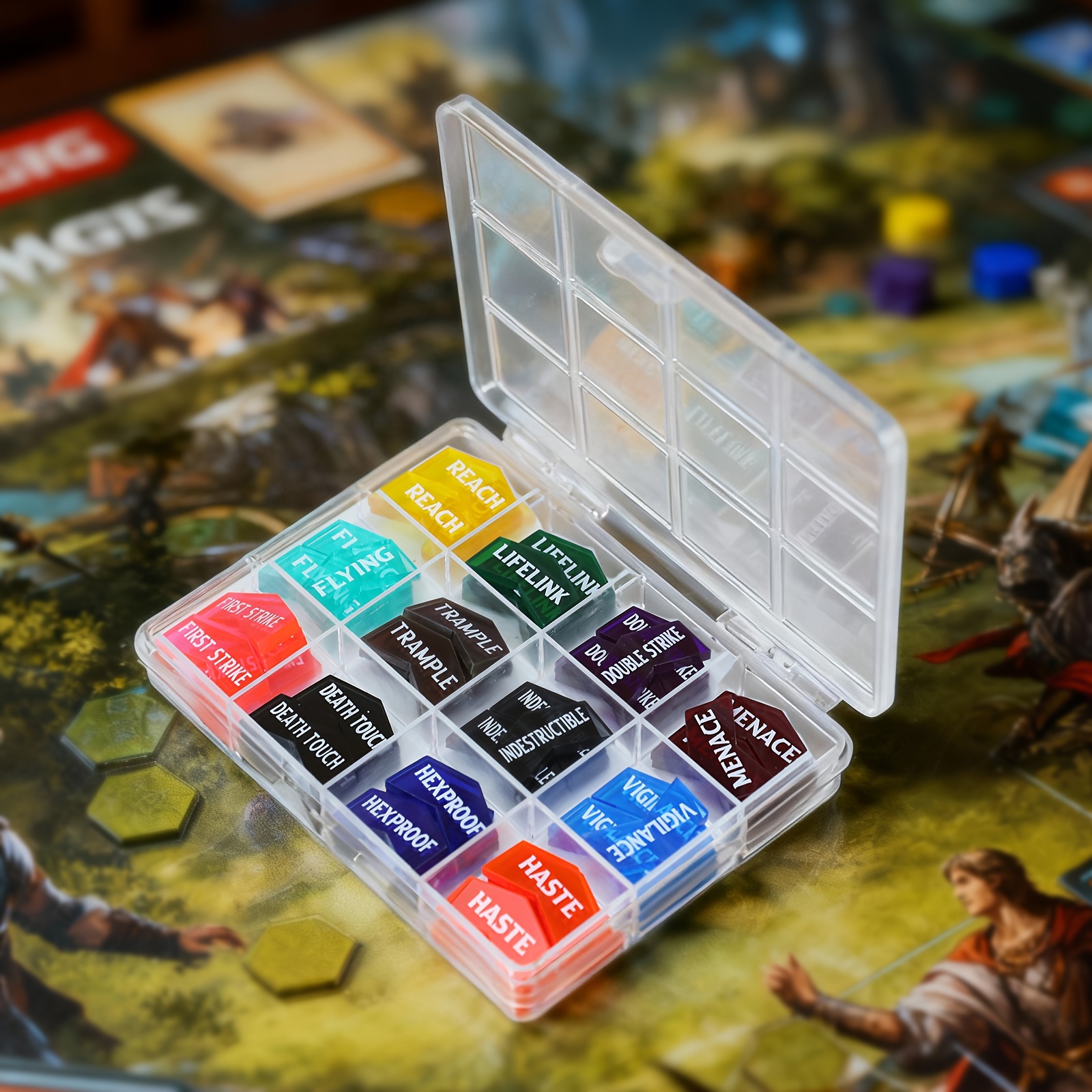 60pcs Keyword Counters Tokens With Box, Creature Buff Tokens For Magic Card, Compatible With Tcg, Ccg For Magic Additions