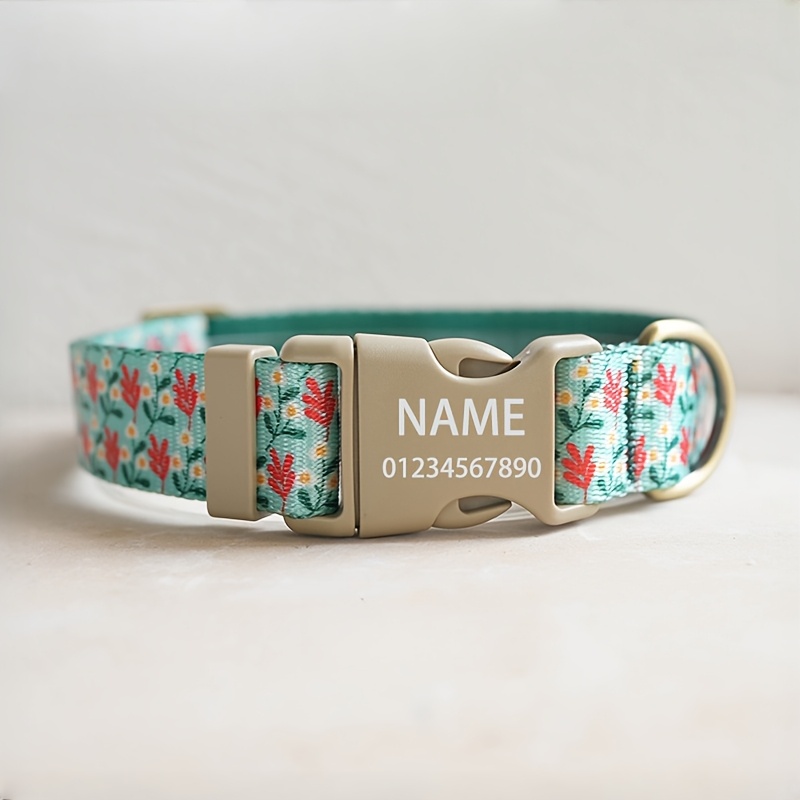TEMU 1pc Personalized New Nylon-style Flower Series Pet Collar For Cats And Dogs, Durable And Wear-resistant Pet Accessory Collar, Fashionable
