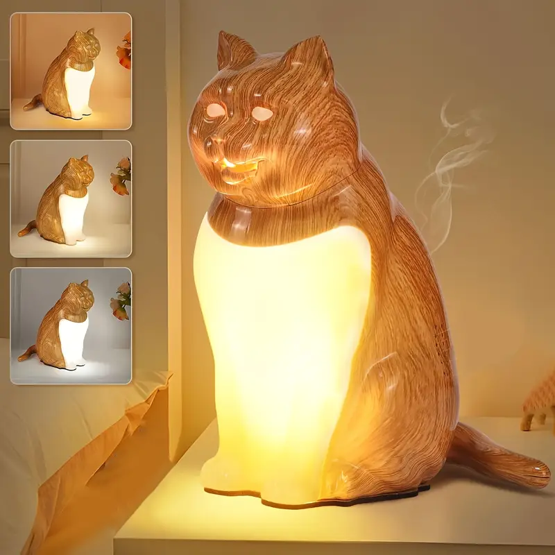 cute cat shaped led table lamp with touch control usb rechargeable 3 color dimmable light for bedroom living room study and dining room gift for christmas and halloween cat decor Product details 0