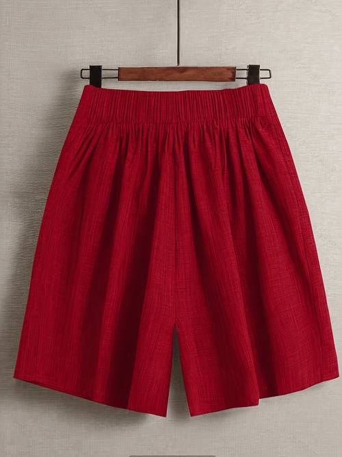 asd1 womens casual shorts suitable for work or outing round opening design elastic waistband
