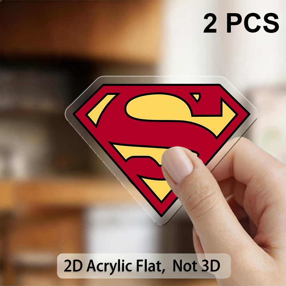 TEMU 2pcs Authorized Warner Superman Theme, 2d Flat Fridge Magnets, Acrylic Fridge Stickers, Fridge Decoration, Home Decor, Wall Decoration, Sturdy
