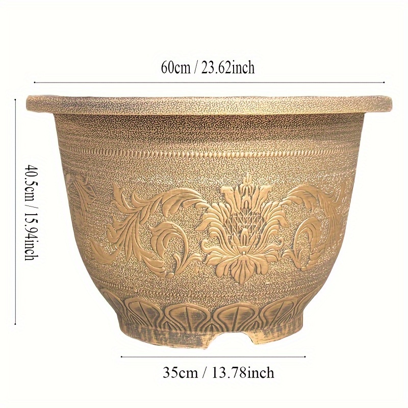 TEMU 2pcs, 23 Flower Pots Drainage Holes, Painted Thick And Durable European Bronze Color Flower Pots, Bonsai Pots, Nursery Pots Growing Pots,