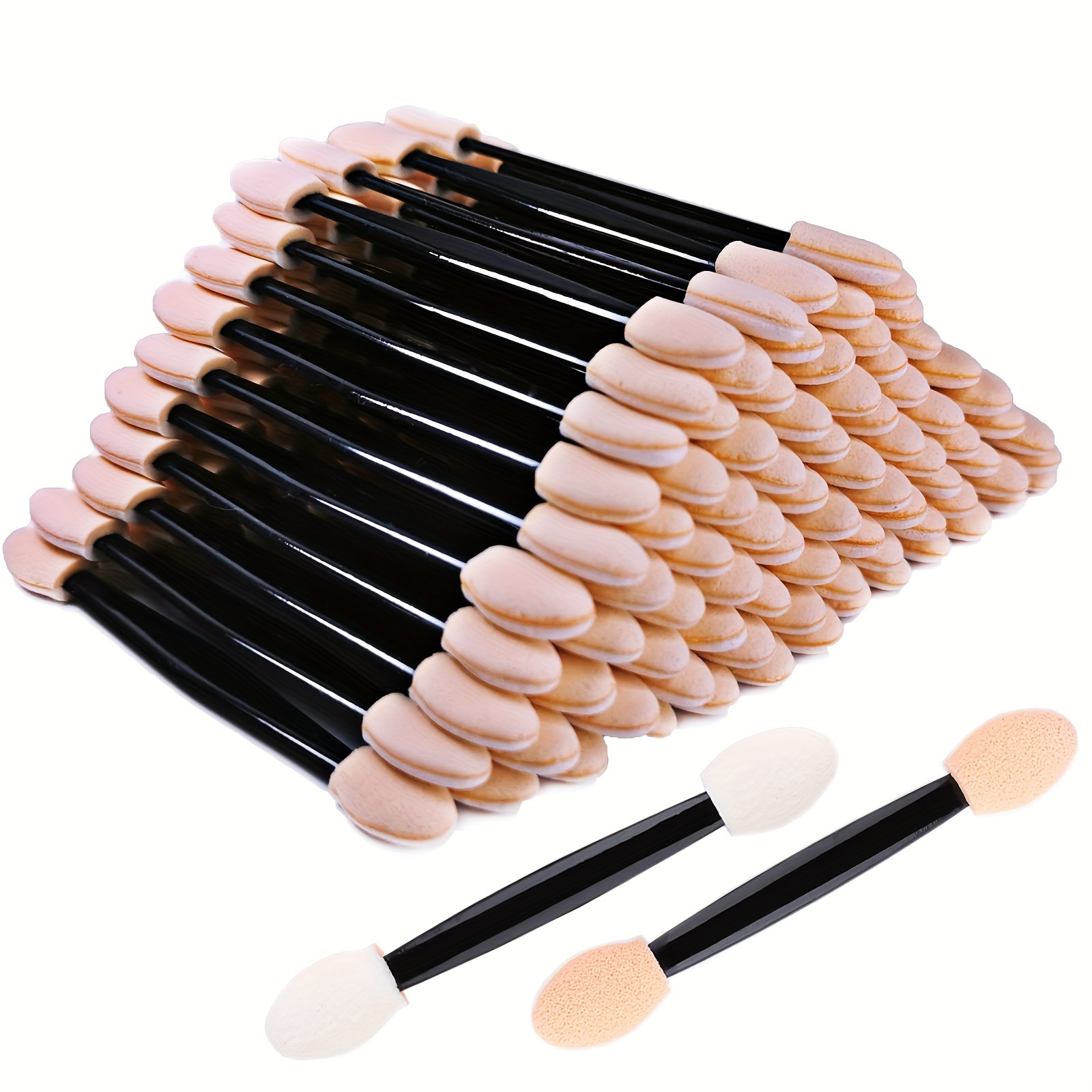 TEMU 80pcs Portable Disposable Dual-ended Eyeshadow Brushes, Double-sided Sponge Applicators, Eye Makeup Tools For Travel & Application