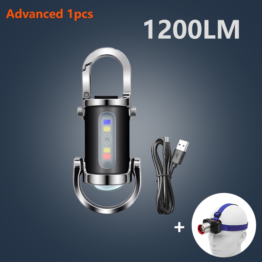 TEMU 1200 Portable Keychain Flashlight Outdoor High- Mini Flashlight Tactical Flashlight Aluminum Alloy Construction Usb-rechargeable Handheld Light