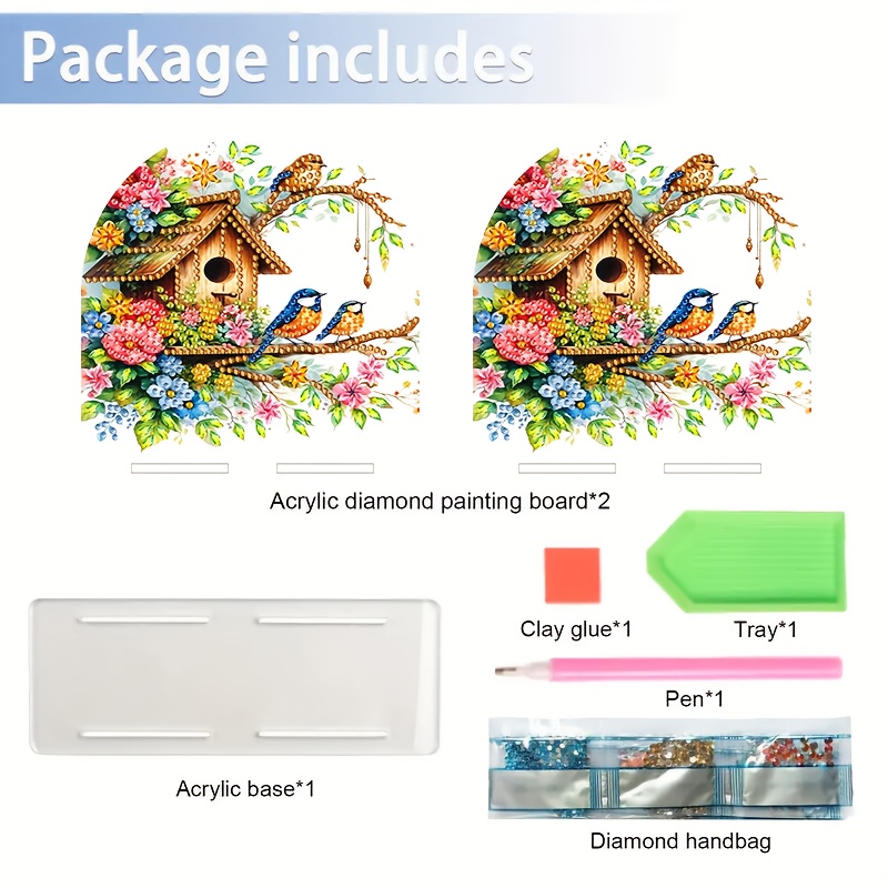 a diamond painting tissue box decoration floral bird pattern tissue holder stylish desktop accessory suitable for kitchen restaurant and bar sturdy tissue box home party and restaurant decoration Product details 3
