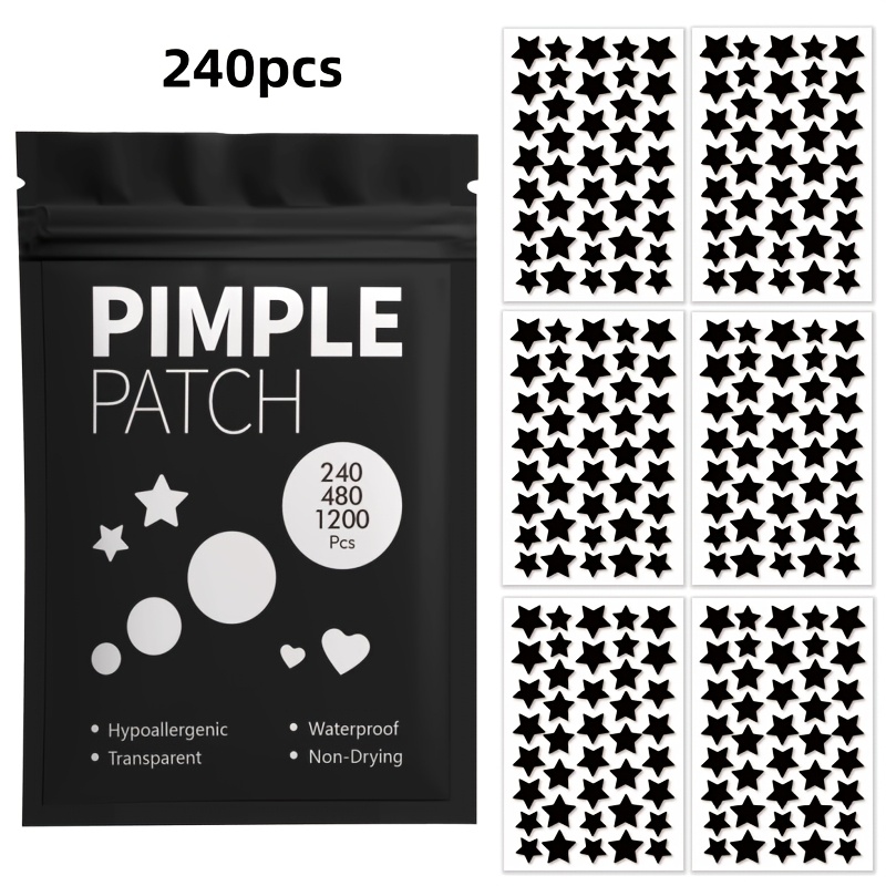 Image of 240pcs Cute Star-shaped Patches, Black, Invisible When Worn, And Skin